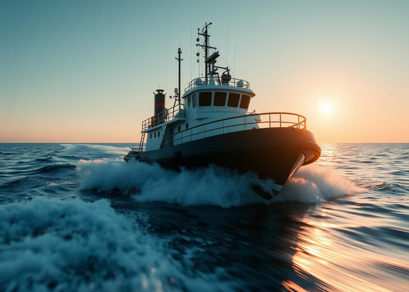 Ocean-going tugboat underway at sea